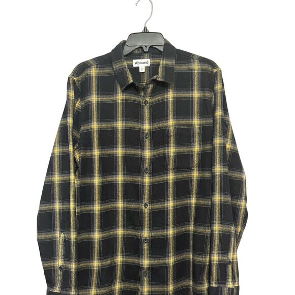 Abound Button-Up Long Sleeve Shirt Plaid Pattern Black Yellow Men's Medium NWOT - Picture 2 of 8